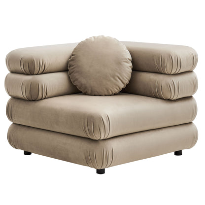 Jubilee 5-Piece Modular Velvet Sectional Sofa beige velvet cushions Modway on Tampa Home & Garden Store