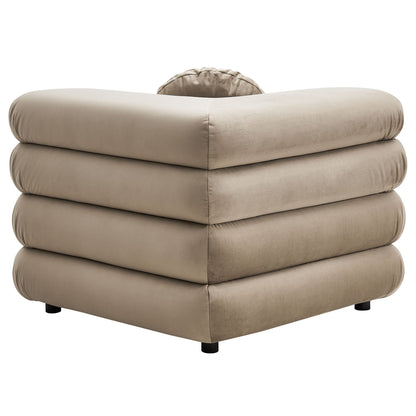 Beige Jubilee modular velvet corner chair with plush cushions by Modway on Tampa Home & Garden Store