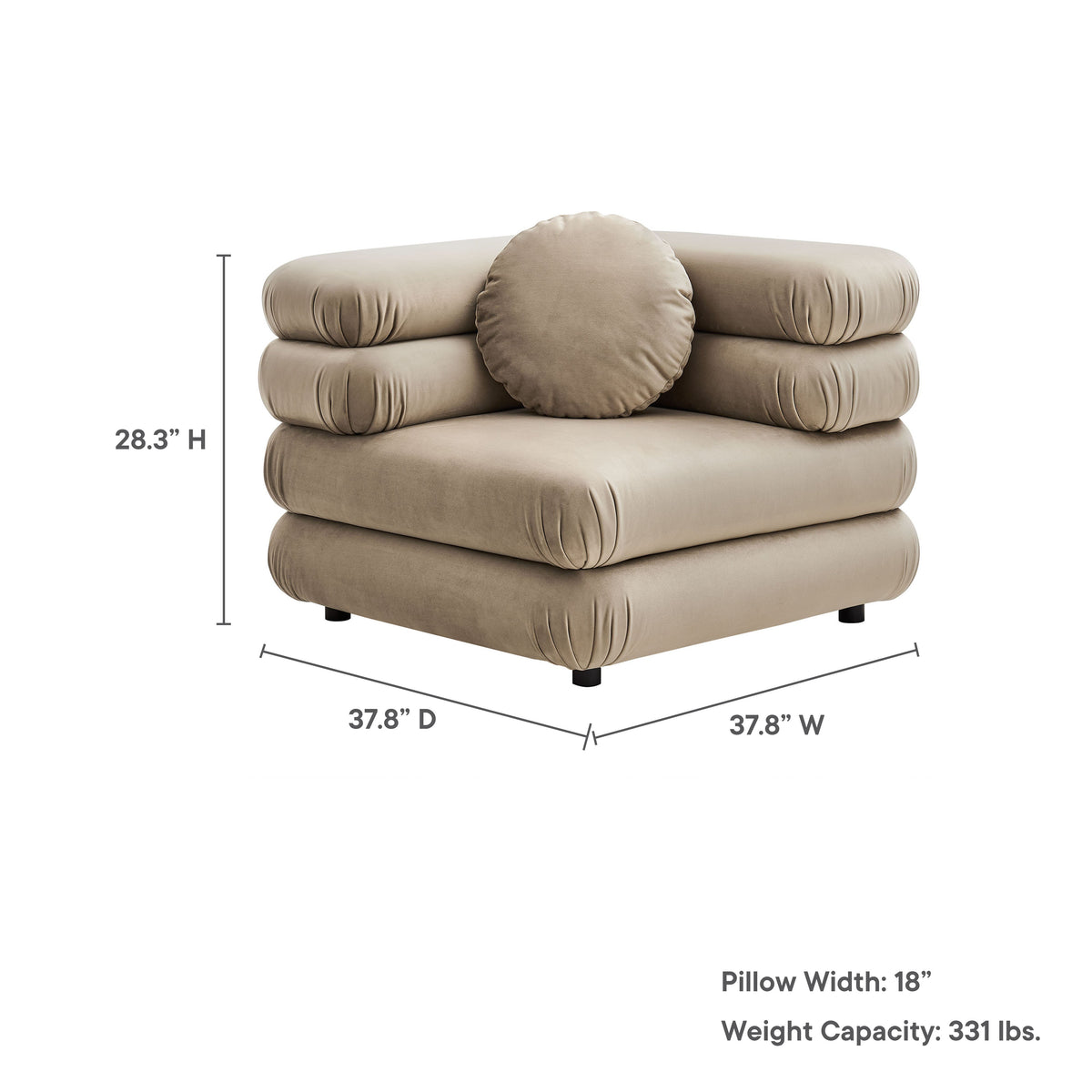 Jubilee modular velvet corner chair tan beige by HouseOfZazla on Tampa Home & Garden Store