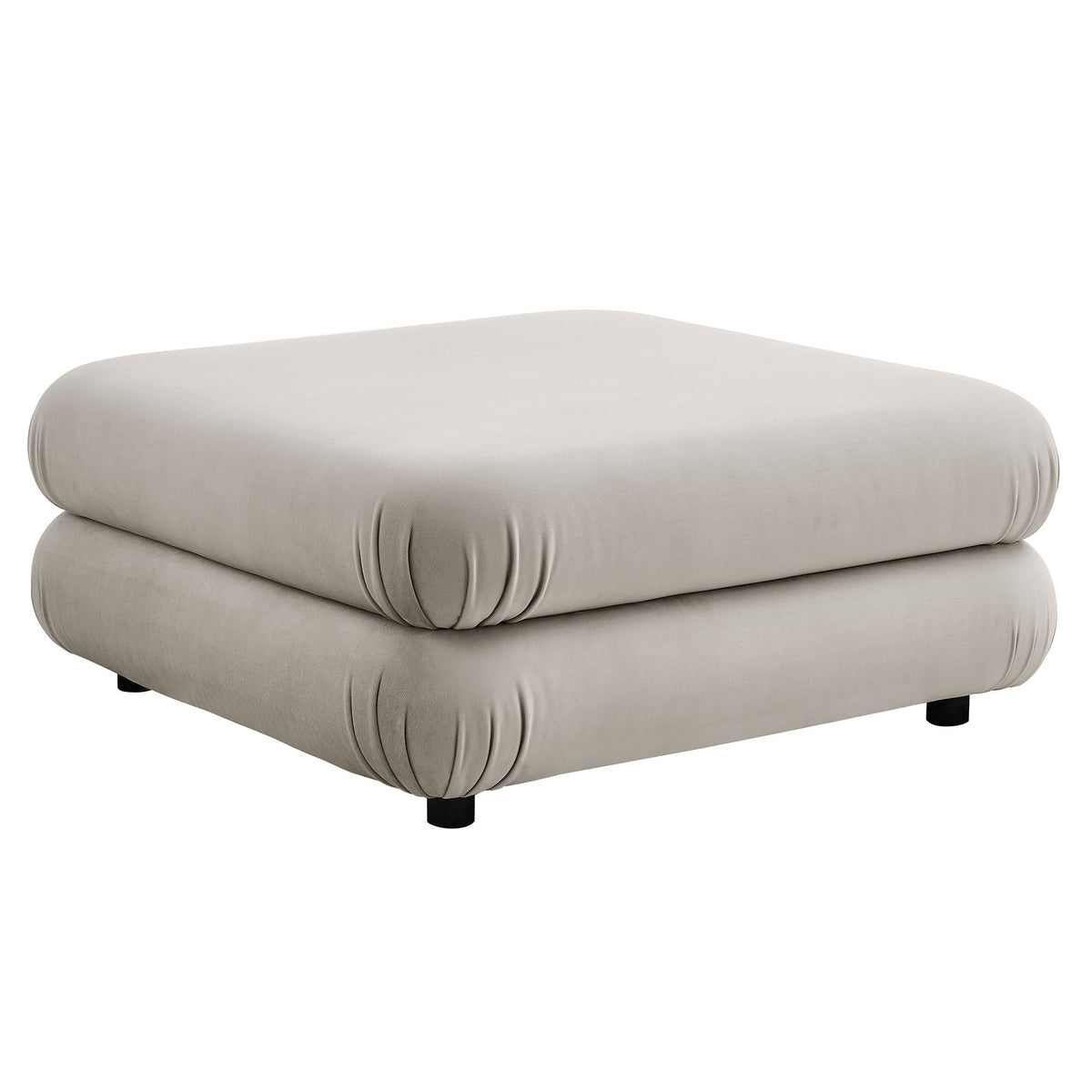 Jubilee modular performance velvet ottoman in light gray, two stacked blocks with rounded edges on Tampa Home & Garden Store