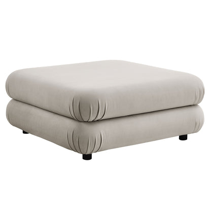 Jubilee modular performance velvet ottoman in light gray, two stacked blocks with rounded edges on Tampa Home & Garden Store