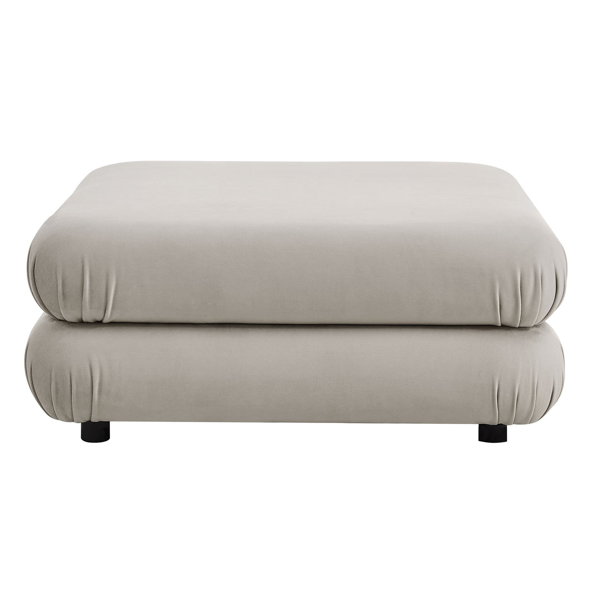 Jubilee Modular Performance Velvet Ottoman beige velvet with rounded edges and black legs on Tampa Home & Garden Store