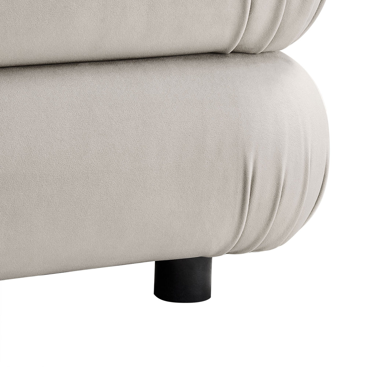 Jubilee modular performance velvet ottoman beige with black cylindrical leg HouseOfZazla on Tampa Home & Garden Store