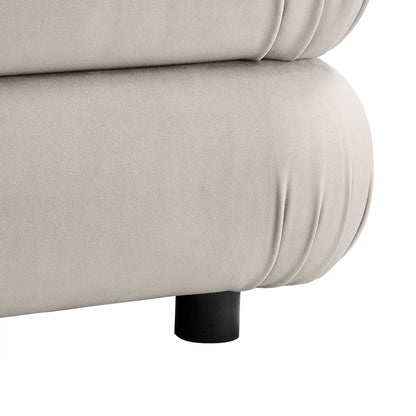 Jubilee modular performance velvet ottoman beige with black cylindrical leg HouseOfZazla on Tampa Home & Garden Store