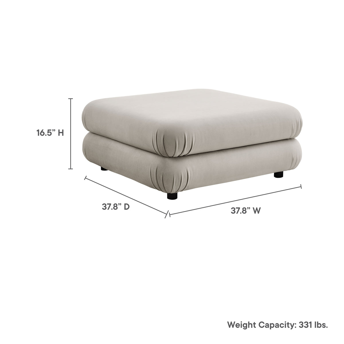 Jubilee Modular Performance Velvet Ottoman by Modway, beige velvet upholstery, modular design on Tampa Home & Garden Store