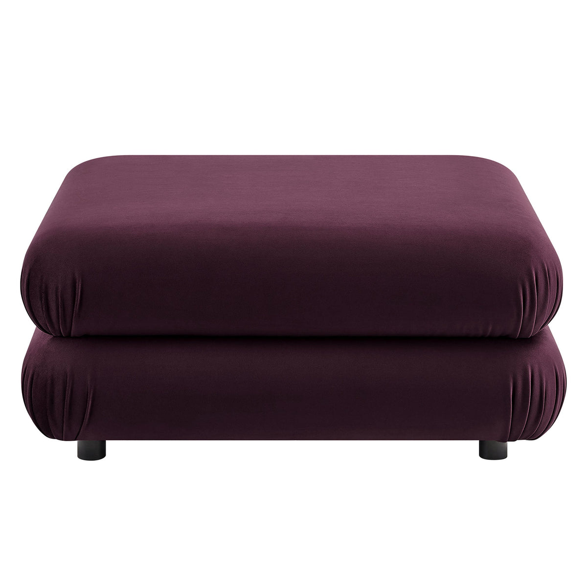 Jubilee modular velvet ottoman plum purple with black legs on Tampa Home & Garden Store