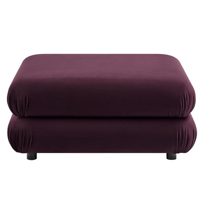Jubilee modular velvet ottoman plum purple with black legs on Tampa Home & Garden Store