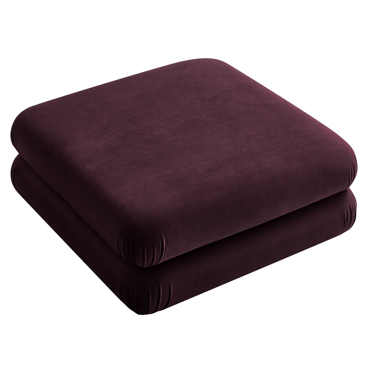 Jubilee modular performance velvet ottoman in deep burgundy with rounded edges on Tampa Home & Garden Store