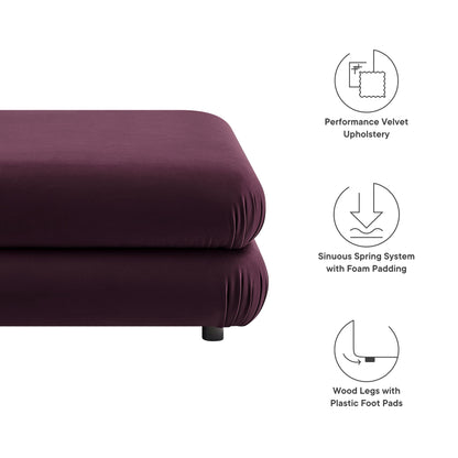 Jubilee Modular Performance Velvet Ottoman burgundy velvet upholstery, modular ottoman on Tampa Home & Garden Store