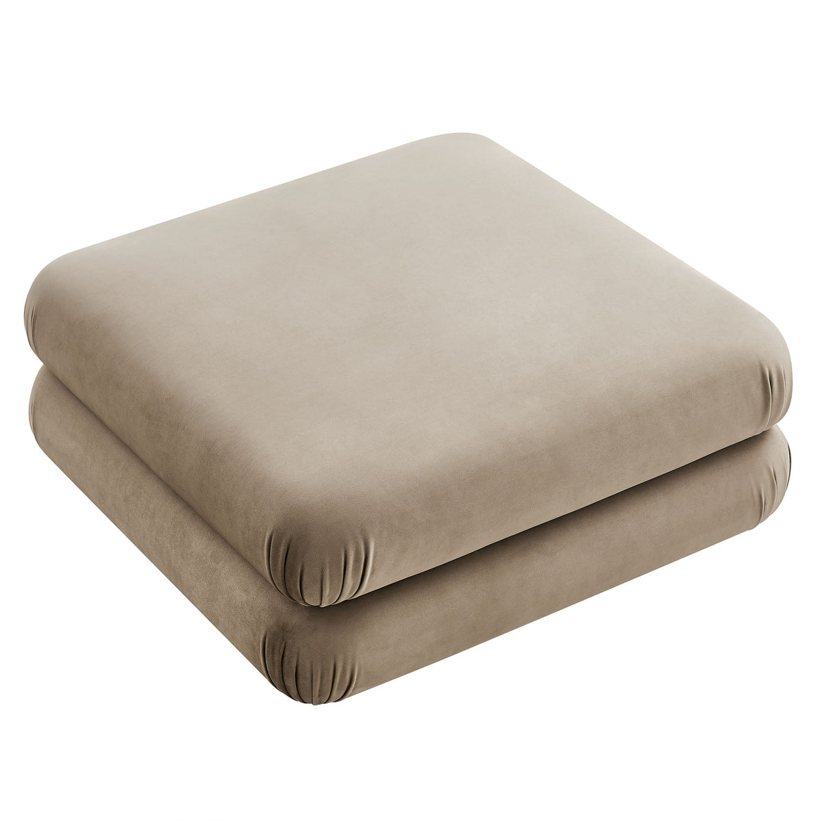 Jubilee Modular Performance Velvet Ottoman by Modway, beige velvet with rounded edges on Tampa Home & Garden Store