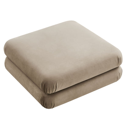 Jubilee Modular Performance Velvet Ottoman by Modway, beige velvet with rounded edges on Tampa Home & Garden Store