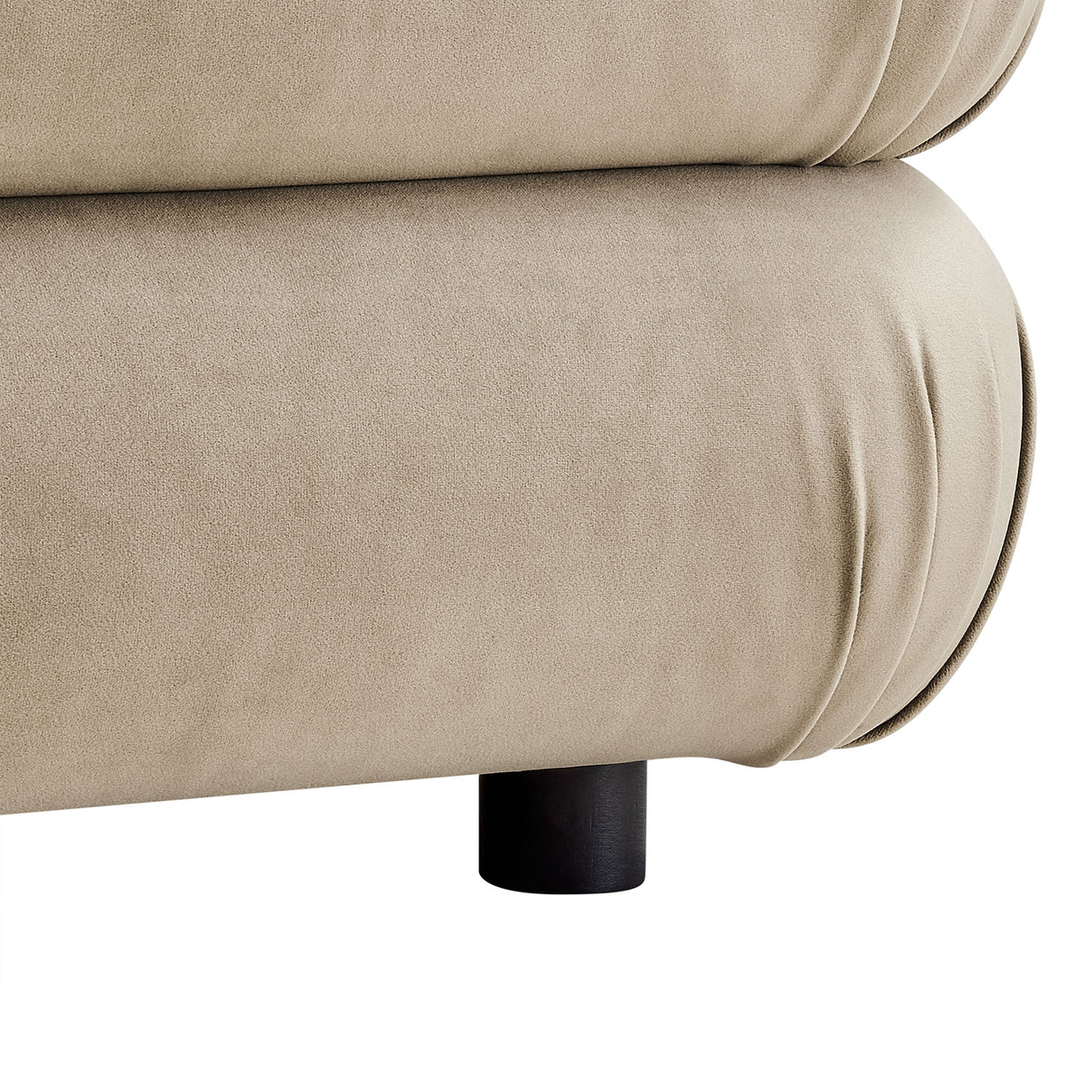 Modway Jubilee modular velvet ottoman beige with a black rounded leg on Tampa Home & Garden Store