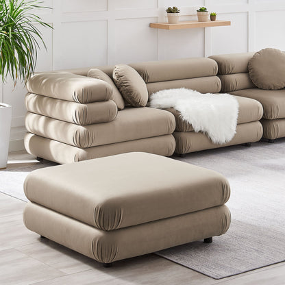 Jubilee Modular Velvet Ottoman by Modway in beige, modular seating with pill cushions on Tampa Home & Garden Store