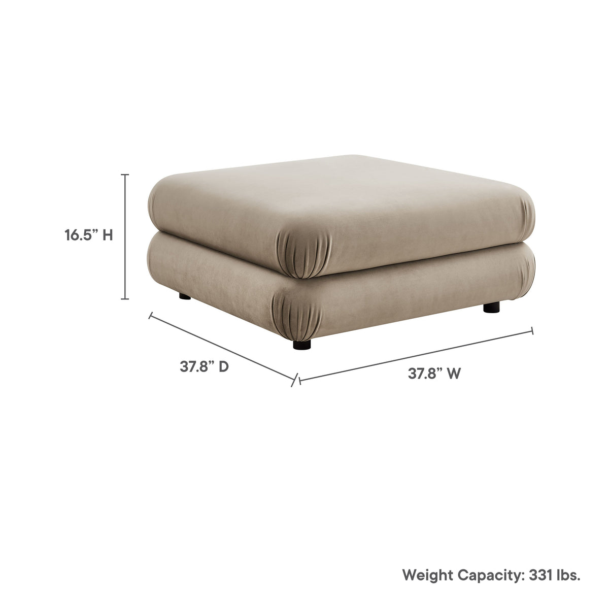 Jubilee Modular Performance Velvet Ottoman beige velvet, modular by Modway on Tampa Home & Garden Store