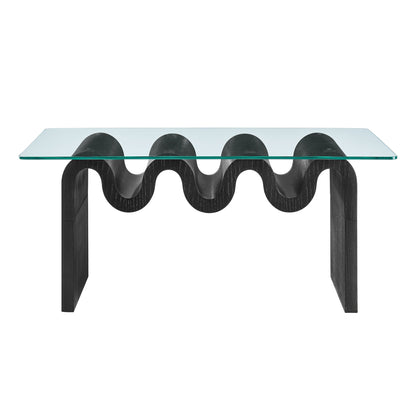Ondine glass top coffee table with a black sculptural looping base and clear top by Modway on Tampa Home & Garden Store
