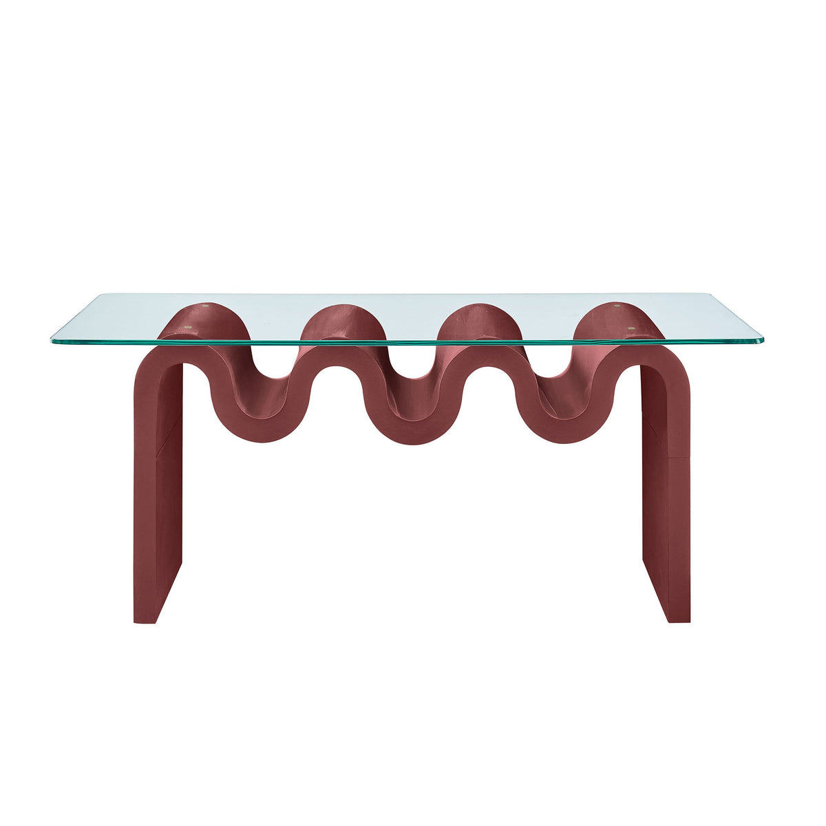 Ondine glass top coffee table with burgundy sculptural loop base by Modway, HouseOfZazla on Tampa Home & Garden Store