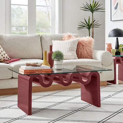 Ondine glass top coffee table by Modway with pink sculptural base on Tampa Home & Garden Store