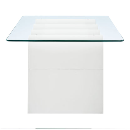 Ondine glass top coffee table with white base and curved white slat supports by Modway on Tampa Home & Garden Store
