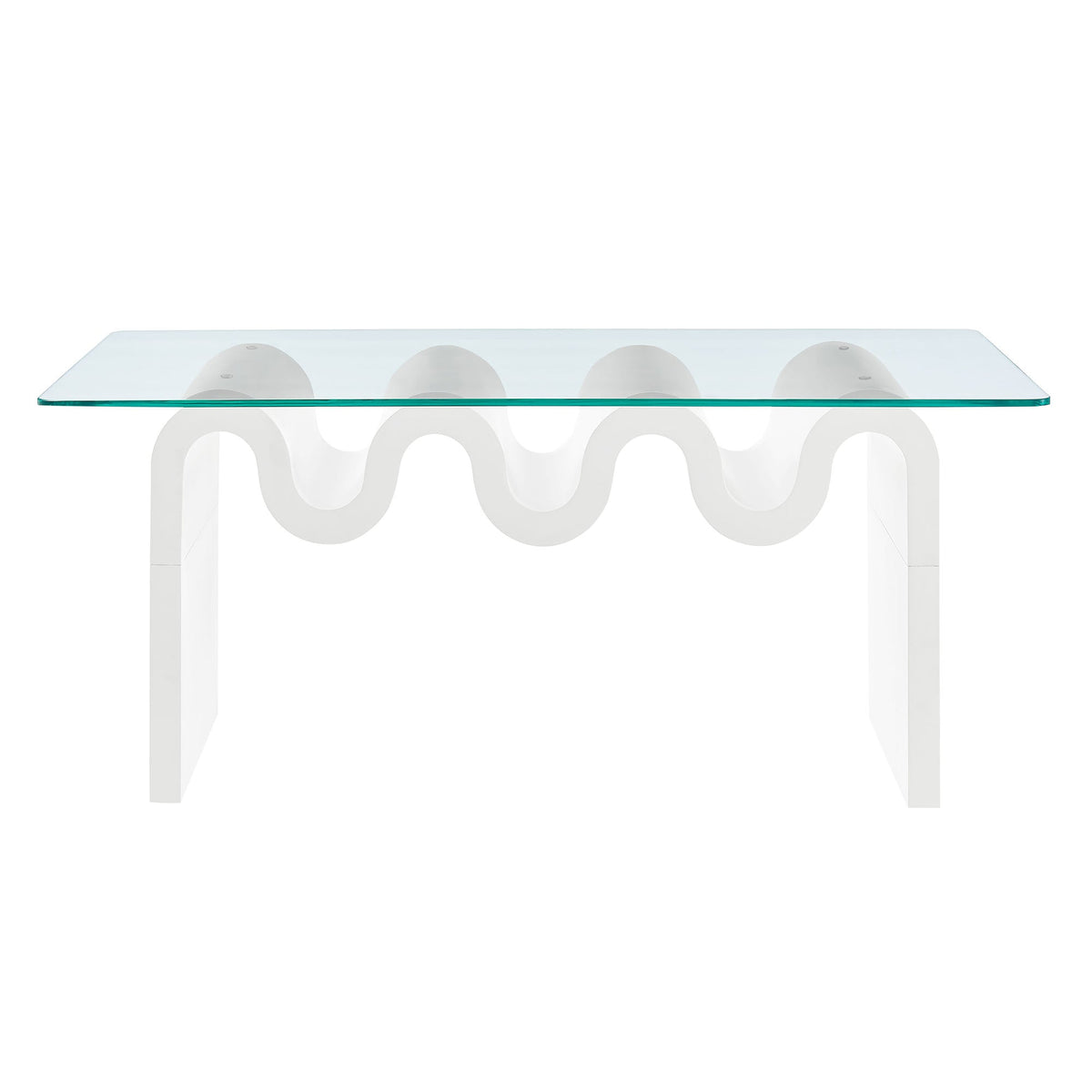 Ondine Glass Top Coffee Table by Modway with white sculptural base and clear glass top on Tampa Home & Garden Store