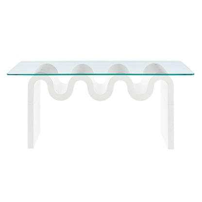 Ondine Glass Top Coffee Table by Modway with white sculptural base and clear glass top on Tampa Home & Garden Store