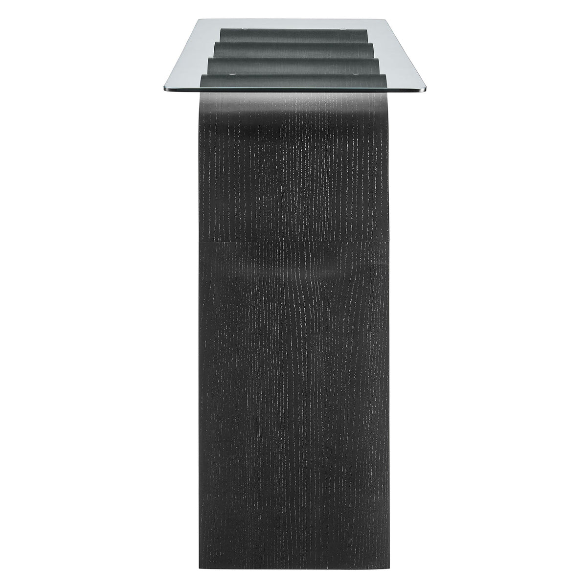 Ondine Glass Top 50in Console Table clear glass top over black pedestal by HouseOfZazla on Tampa Home & Garden Store