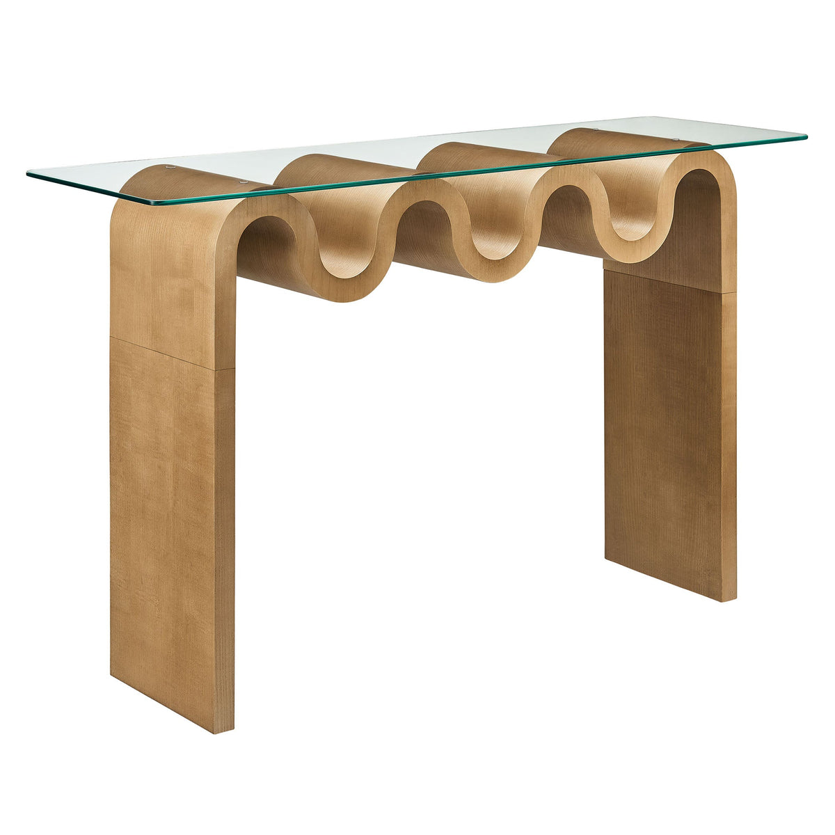 Ondine Glass Top 50in Console Table with curved wood base Modway on Tampa Home & Garden Store