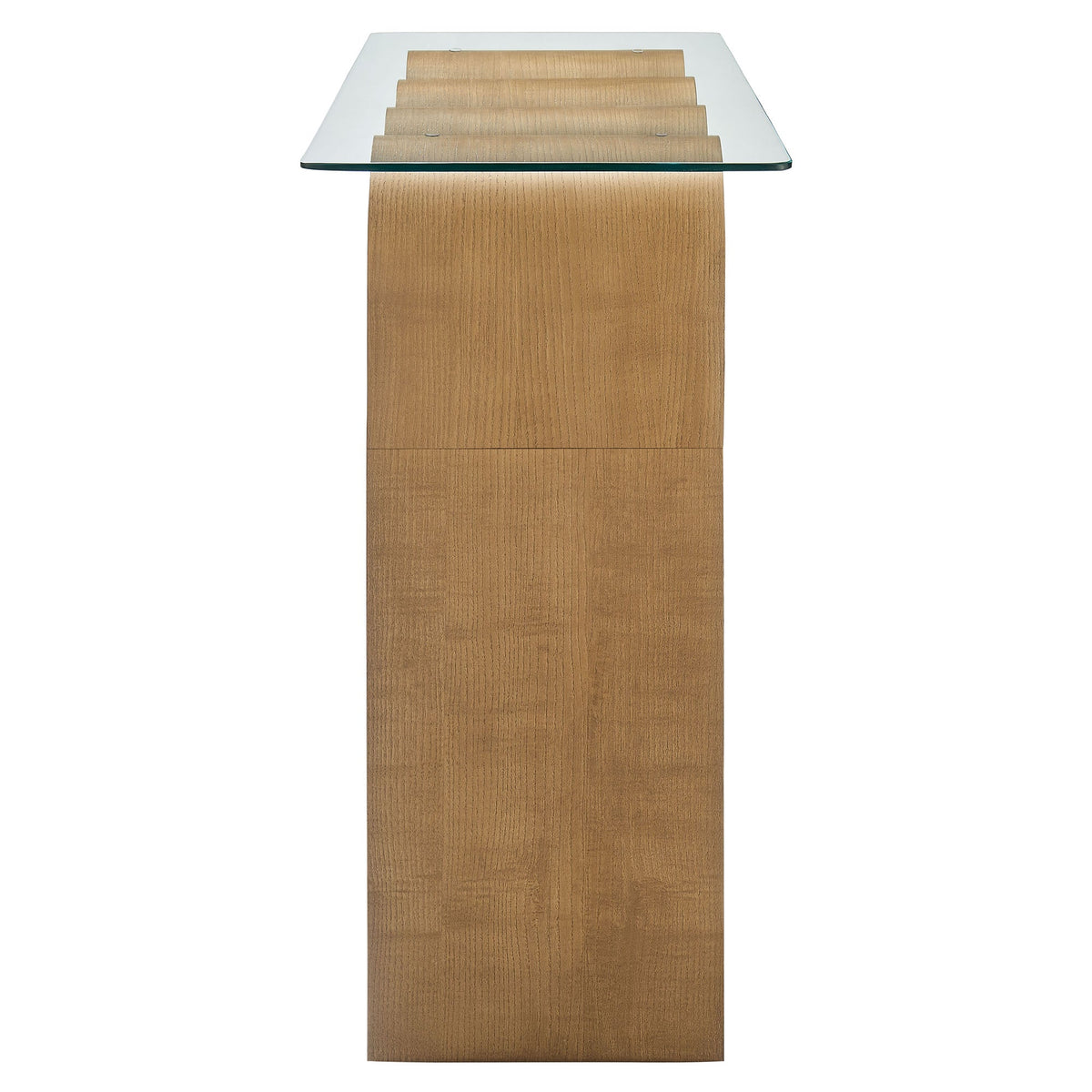Ondine glass top 50in console table with warm wood curved base by Modway on Tampa Home & Garden Store