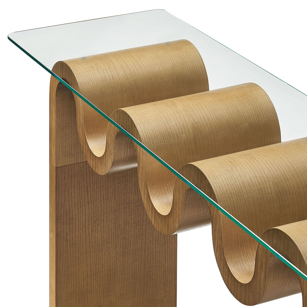 Ondine Glass Top 50in Console Table with curved walnut wood base by Modway on Tampa Home & Garden Store