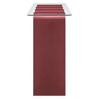 Ondine glass-top 50in console table with burgundy metal base by HouseOfZazla on Tampa Home & Garden Store
