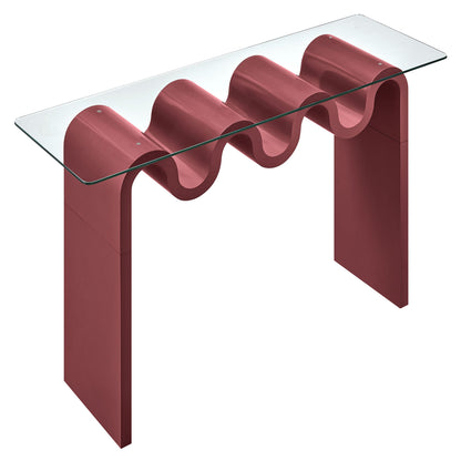 Ondine glass-top 50in console table with magenta curved base by Modway on Tampa Home & Garden Store