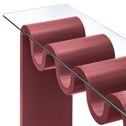 Ondine glass-top 50-inch console table with pink cylindrical base HouseOfZazla on Tampa Home & Garden Store