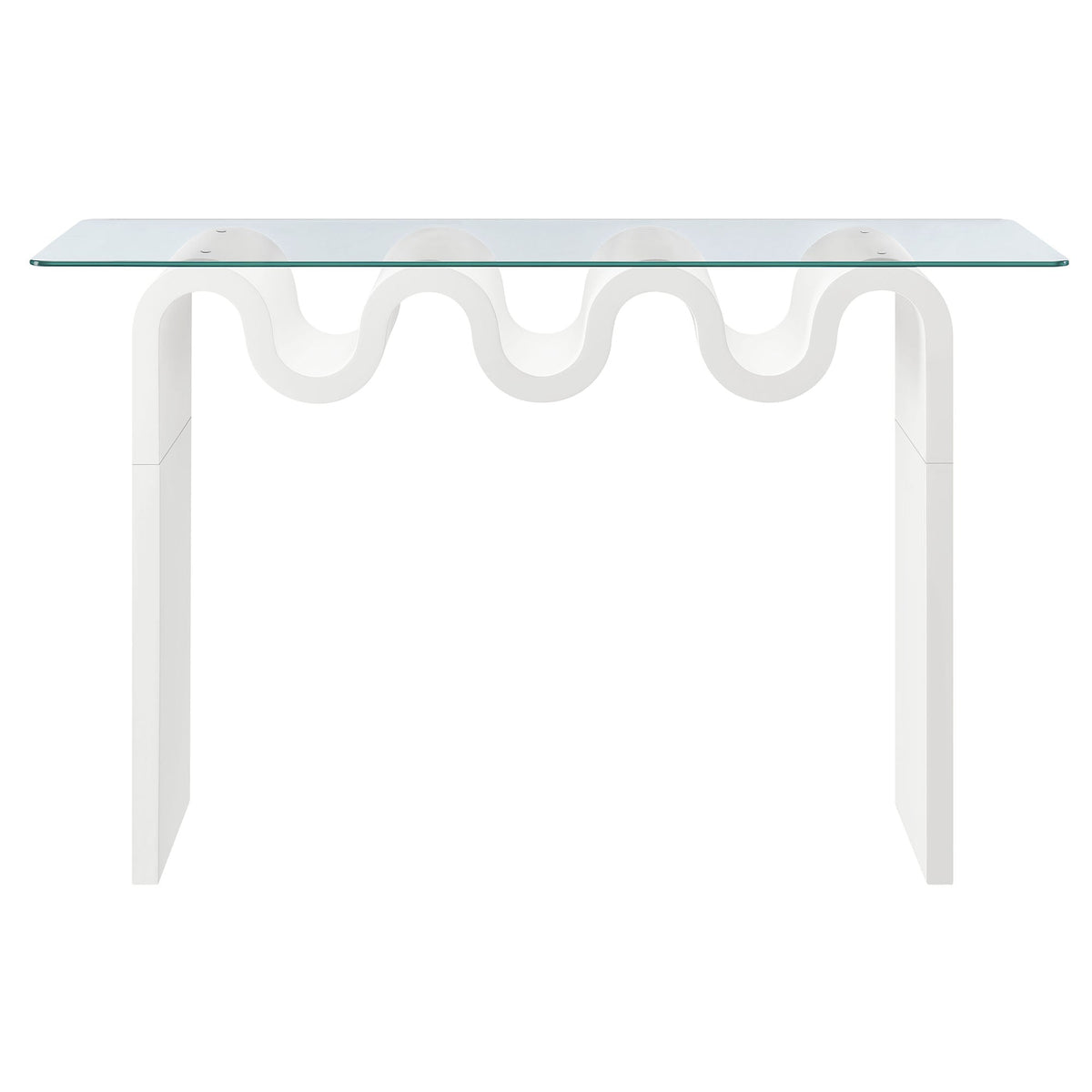 Ondine glass top 50in console table with white sculptural loop base by Modway on Tampa Home & Garden Store