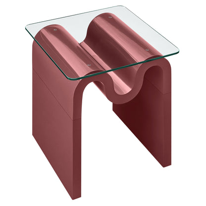 Ondine Glass Top Side Table by Modway, pink metallic base with clear glass top on Tampa Home & Garden Store
