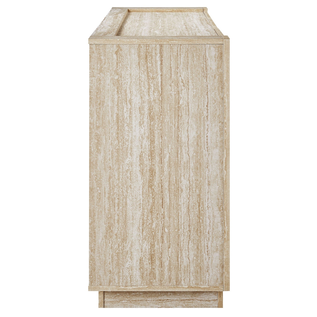 Hollis 59in travertine sideboard beige stone finish with framed top on Tampa Home & Garden Store