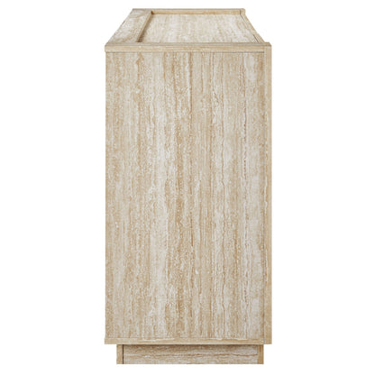 Hollis 59in travertine sideboard beige stone finish with framed top on Tampa Home & Garden Store
