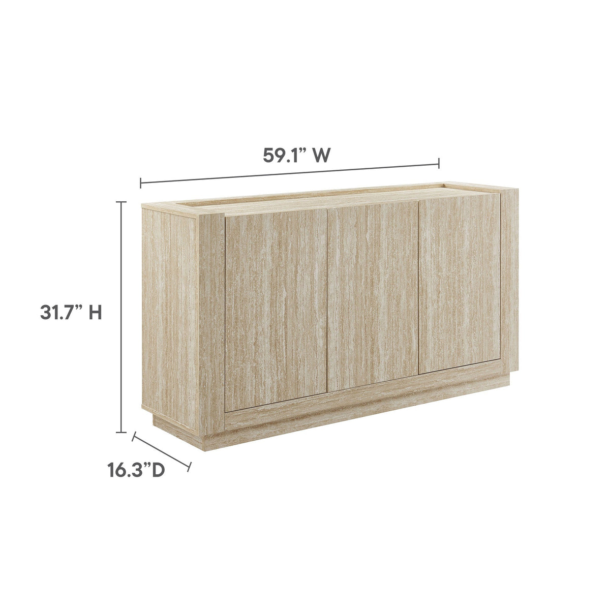Hollis 59in Travertine Sideboard by Modway, light travertine wood veneer buffet storage on Tampa Home & Garden Store
