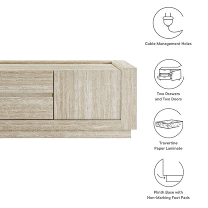 Hollis 59in Travertine TV Stand with two drawers and two doors by Modway on Tampa Home & Garden Store