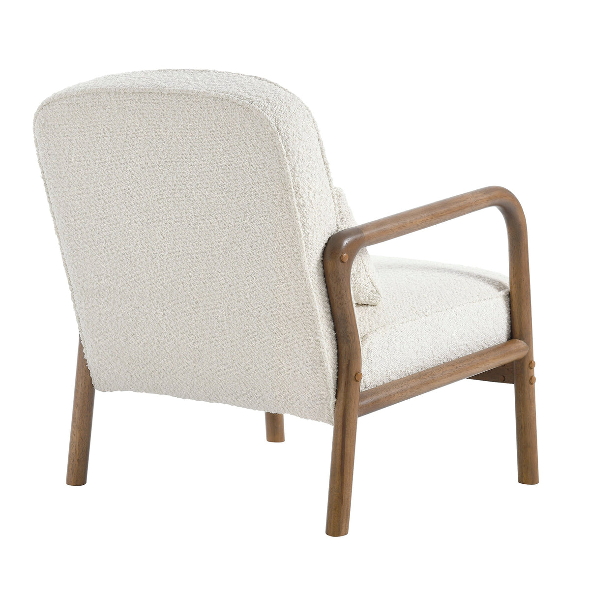Charlie Boucle Upholstered Armchair by Modway in cream boucle fabric with wooden arms on Tampa Home & Garden Store