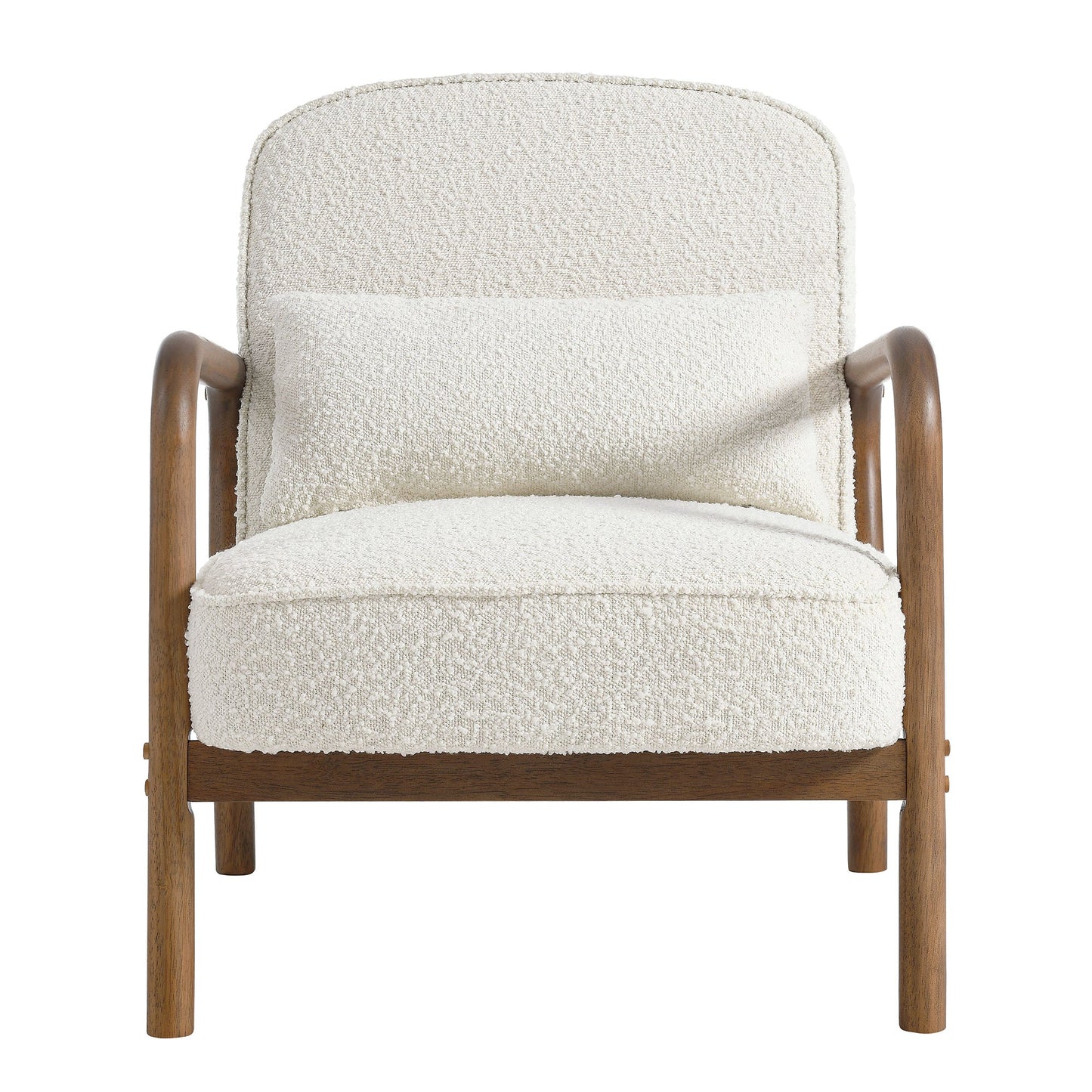 Charlie Boucle Upholstered Armchair cream boucle with wooden arms, accent chair by Modway on Tampa Home & Garden Store