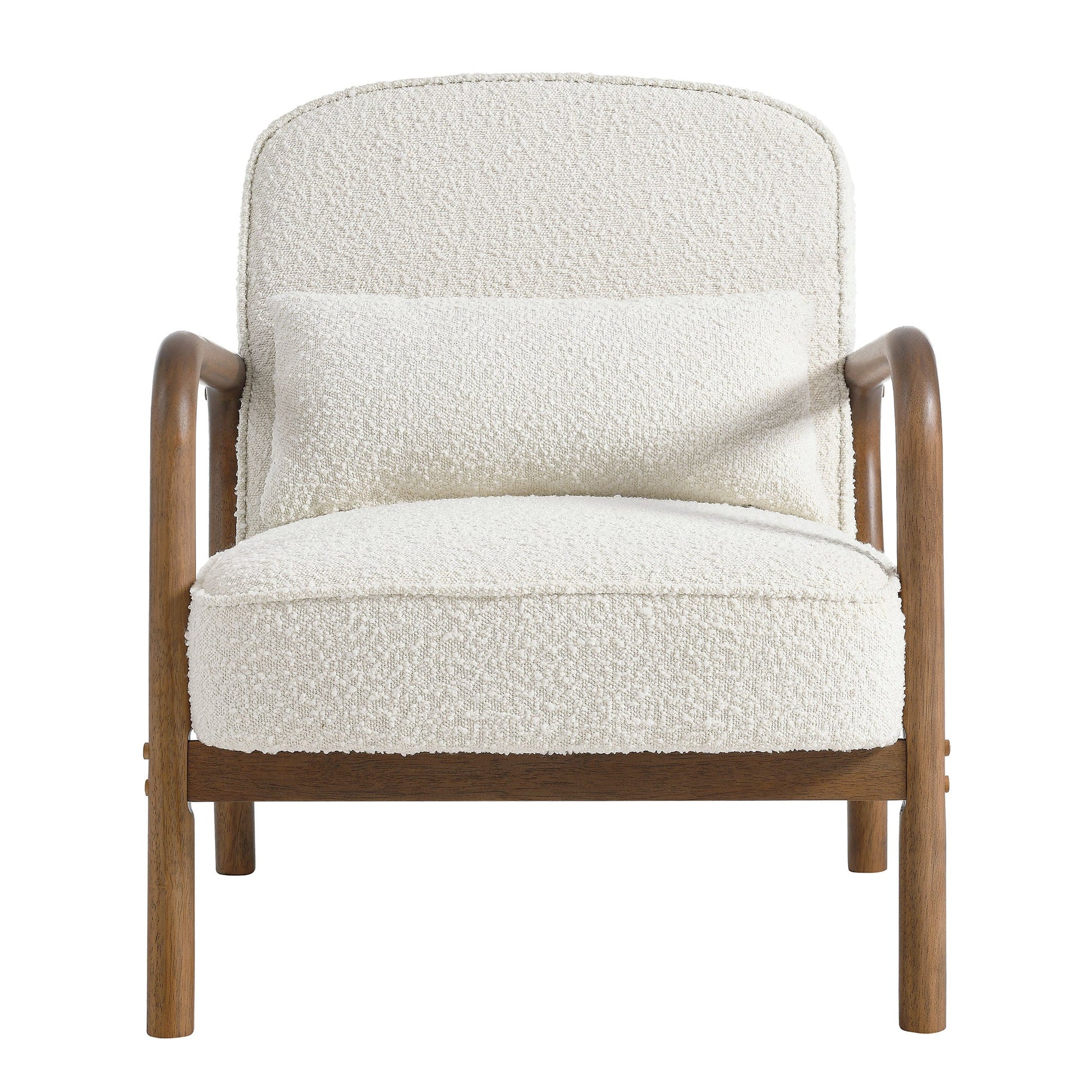 Charlie Boucle Upholstered Armchair cream boucle with wooden arms, accent chair by Modway on Tampa Home & Garden Store