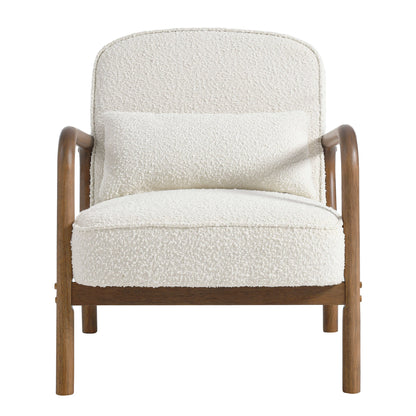Charlie Boucle Upholstered Armchair cream boucle with wooden arms, accent chair by Modway on Tampa Home & Garden Store