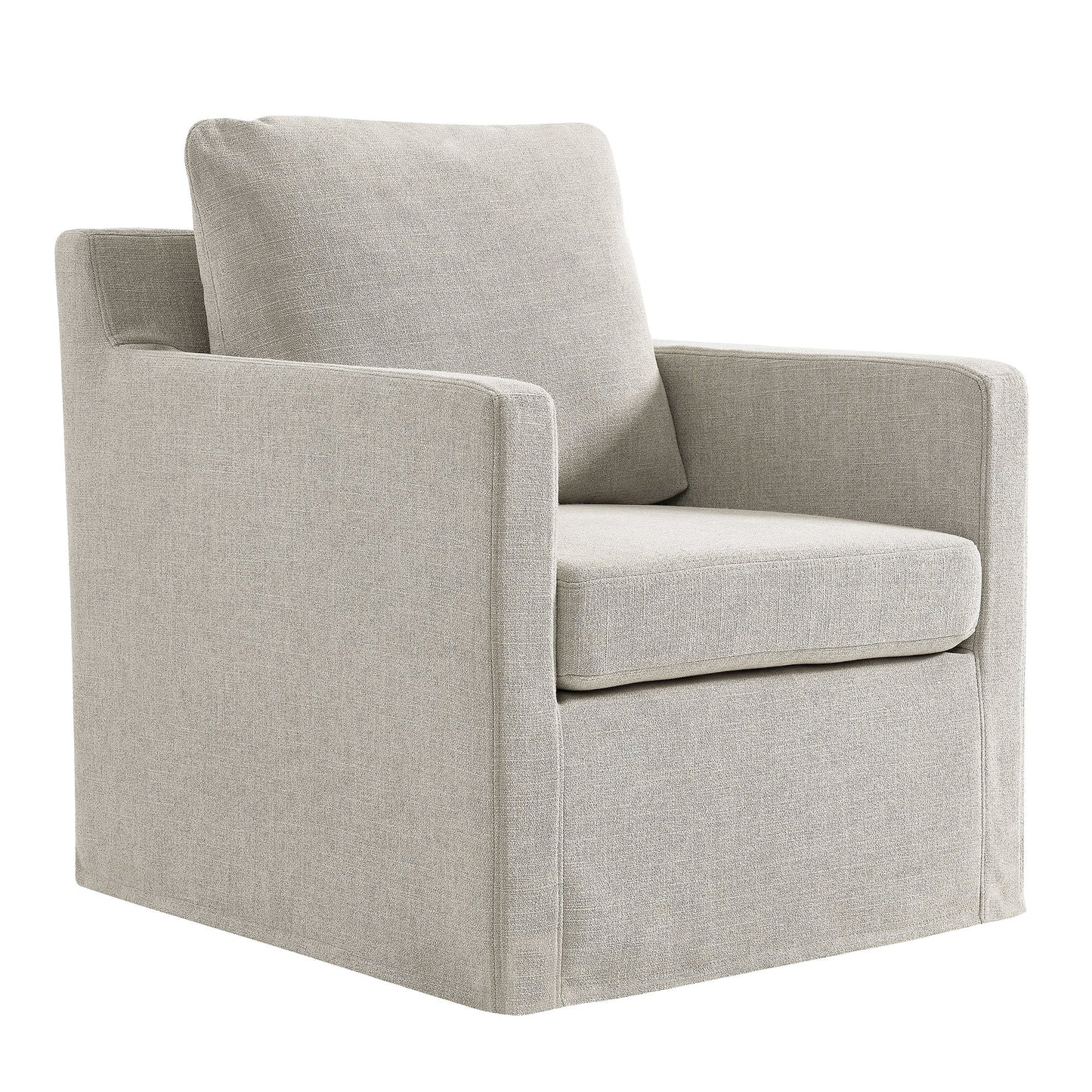 Serene Fabric Slipcovered Swivel Armchair in beige upholstery by HouseOfZazla on Tampa Home & Garden Store