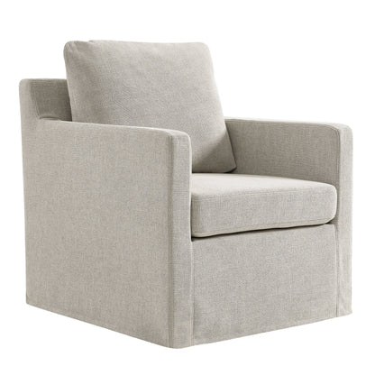 Serene Fabric Slipcovered Swivel Armchair in beige upholstery by HouseOfZazla on Tampa Home & Garden Store