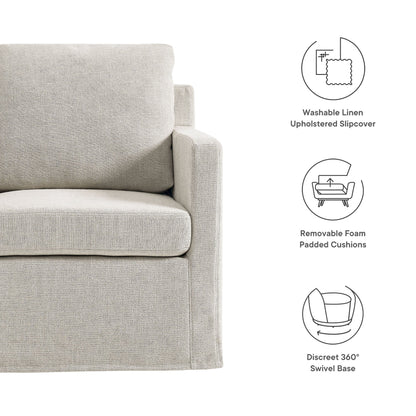 Serene Fabric Slipcovered Swivel Armchair by Modway, beige upholstery accent chair on Tampa Home & Garden Store