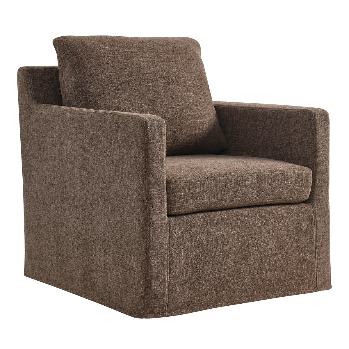 Serene fabric slipcovered swivel armchair by Modway, brown textured upholstery on Tampa Home & Garden Store