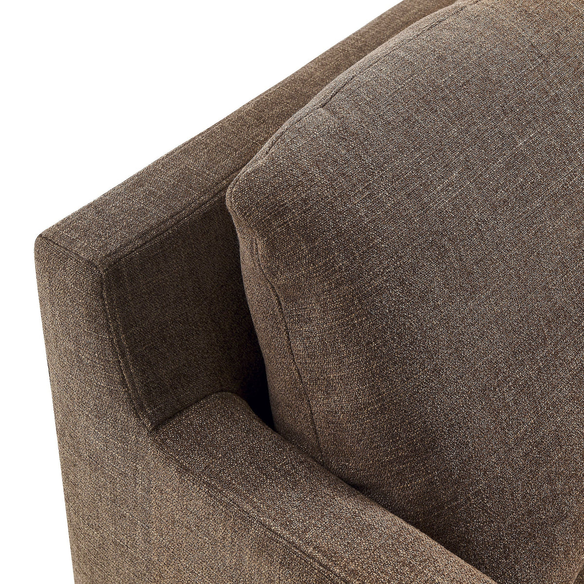 Serene Fabric Slipcovered Swivel Armchair brown tweed upholstery close-up on Tampa Home & Garden Store