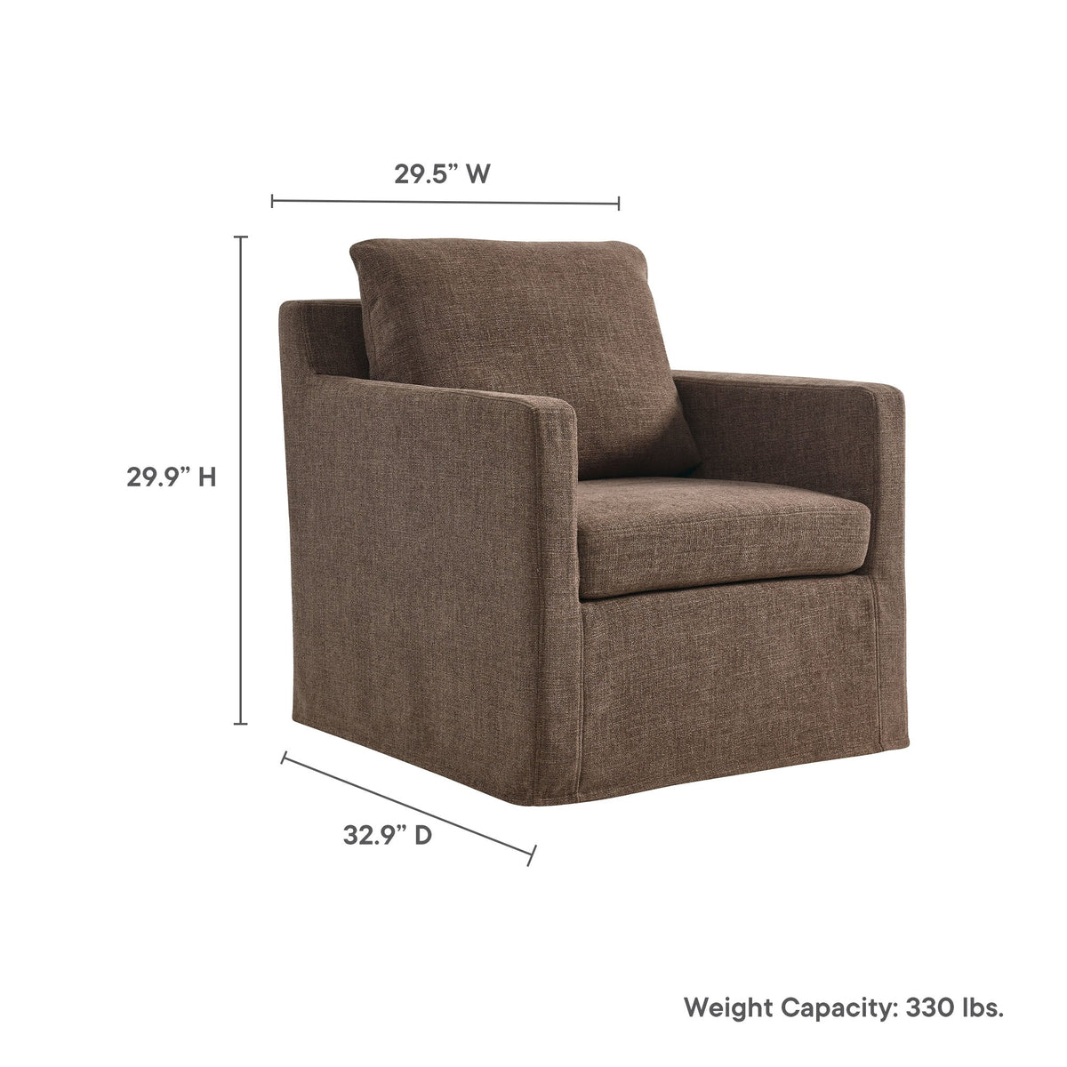 Serene Fabric Slipcovered Swivel Armchair in brown fabric by Modway, 29.5W x 29.9H x 32.9D on Tampa Home & Garden Store