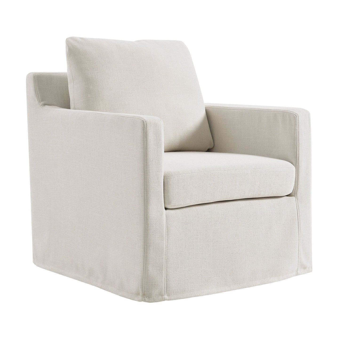 Serene Fabric Slipcovered Swivel Armchair beige textured fabric, accent chair on Tampa Home & Garden Store