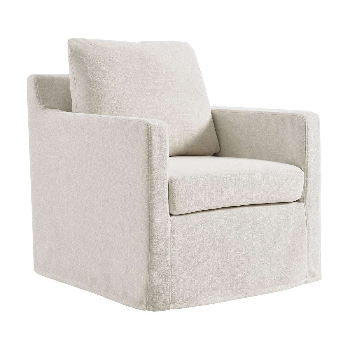 Serene Fabric Slipcovered Swivel Armchair beige textured fabric, accent chair on Tampa Home & Garden Store