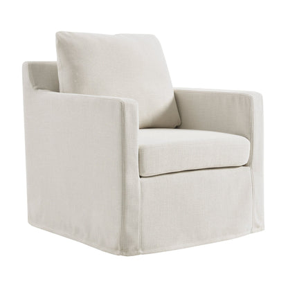 Serene Fabric Slipcovered Swivel Armchair beige textured fabric, accent chair on Tampa Home & Garden Store